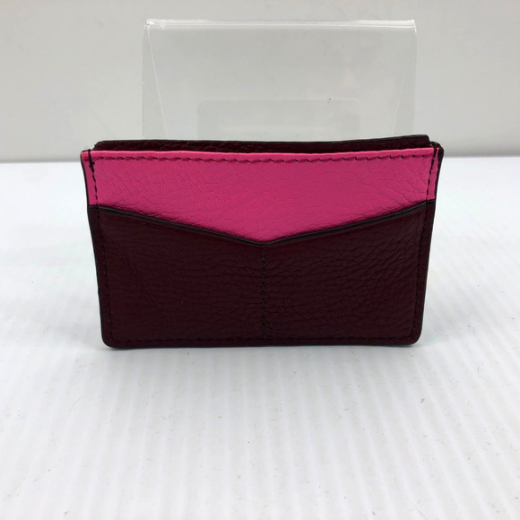 Fossil  Card Case Eyes Wine pink burgundy Wallet - Picture 2 of 3